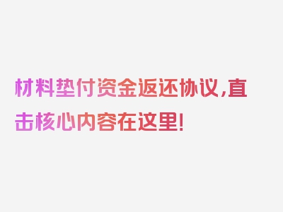 材料垫付资金返还协议，直击核心内容在这里！