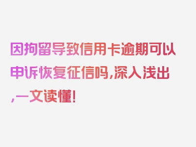 因拘留导致信用卡逾期可以申诉恢复征信吗，深入浅出，一文读懂！