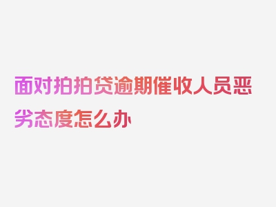 面对拍拍贷逾期催收人员恶劣态度怎么办