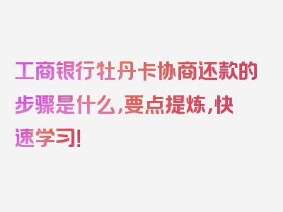 工商银行牡丹卡协商还款的步骤是什么，要点提炼，快速学习！