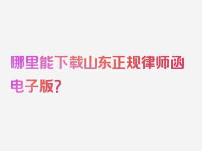 哪里能下载山东正规律师函电子版？