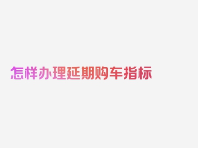 怎样办理延期购车指标