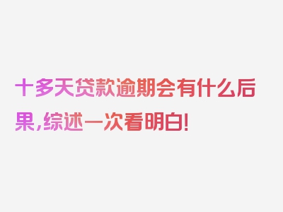 十多天贷款逾期会有什么后果，综述一次看明白！