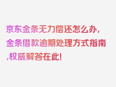 京东金条无力偿还怎么办,金条借款逾期处理方式指南，权威解答在此！