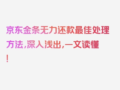 京东金条无力还款最佳处理方法，深入浅出，一文读懂！