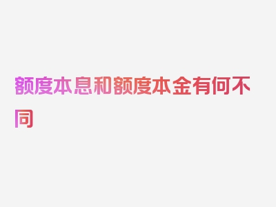 额度本息和额度本金有何不同