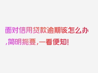 面对信用贷款逾期该怎么办，简明扼要，一看便知！