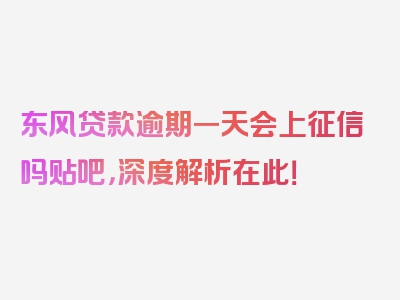 东风贷款逾期一天会上征信吗贴吧，深度解析在此！