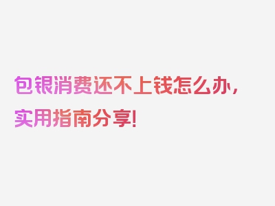 包银消费还不上钱怎么办，实用指南分享！
