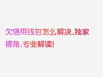 欠信用钱包怎么解决，独家视角，专业解读！