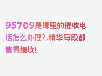 95709是哪里的催收电话怎么办理?，精华每段都值得细读！