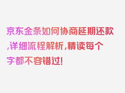 京东金条如何协商延期还款,详细流程解析，精读每个字都不容错过！