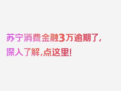 苏宁消费金融3万逾期了，深入了解，点这里！