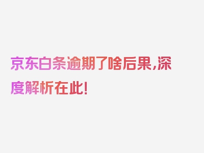 京东白条逾期了啥后果，深度解析在此！