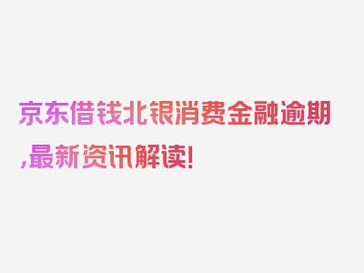 京东借钱北银消费金融逾期，最新资讯解读！