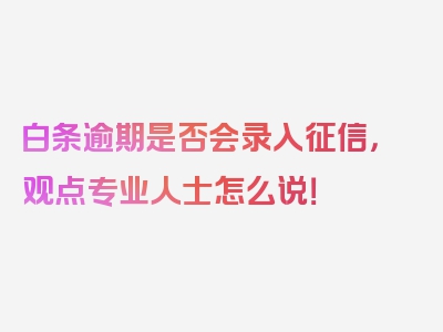 白条逾期是否会录入征信，观点专业人士怎么说！