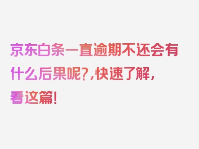 京东白条一直逾期不还会有什么后果呢?，快速了解，看这篇！