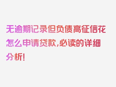 无逾期记录但负债高征信花怎么申请贷款，必读的详细分析！