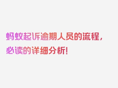 蚂蚁起诉逾期人员的流程，必读的详细分析！