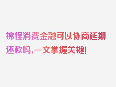 锦程消费金融可以协商延期还款吗，一文掌握关键！