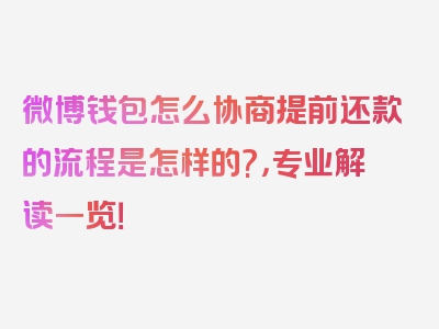 微博钱包怎么协商提前还款的流程是怎样的?，专业解读一览！