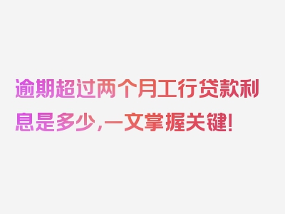 逾期超过两个月工行贷款利息是多少，一文掌握关键！