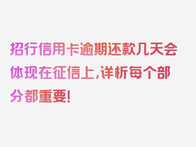 招行信用卡逾期还款几天会体现在征信上，详析每个部分都重要！