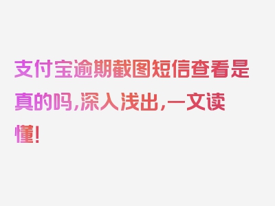 支付宝逾期截图短信查看是真的吗，深入浅出，一文读懂！