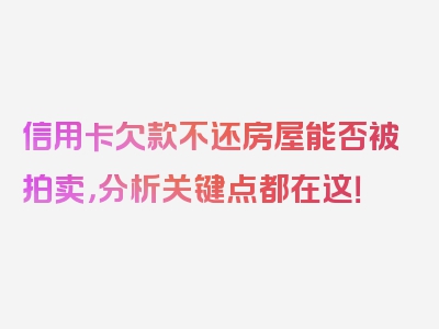 信用卡欠款不还房屋能否被拍卖，分析关键点都在这！