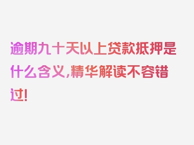 逾期九十天以上贷款抵押是什么含义，精华解读不容错过！