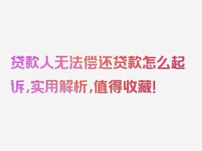 贷款人无法偿还贷款怎么起诉，实用解析，值得收藏！