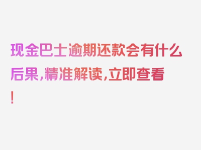 现金巴士逾期还款会有什么后果，精准解读，立即查看！