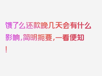 饿了么还款晚几天会有什么影响，简明扼要，一看便知！