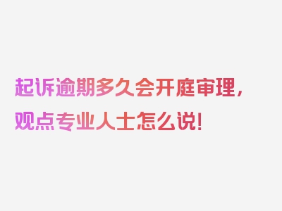 起诉逾期多久会开庭审理，观点专业人士怎么说！
