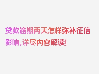 贷款逾期两天怎样弥补征信影响，详尽内容解读！