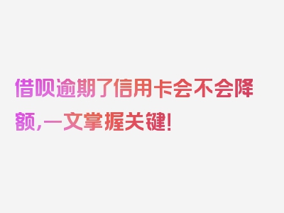借呗逾期了信用卡会不会降额，一文掌握关键！