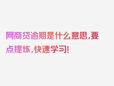 网商贷逾期是什么意思，要点提炼，快速学习！