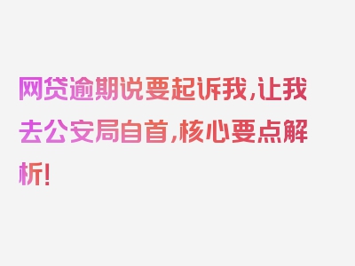 网贷逾期说要起诉我,让我去公安局自首，核心要点解析！