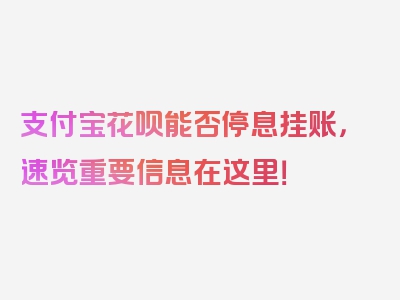 支付宝花呗能否停息挂账，速览重要信息在这里！