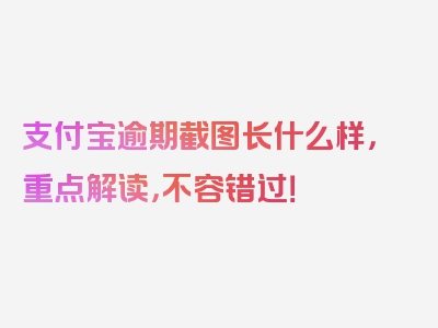 支付宝逾期截图长什么样，重点解读，不容错过！