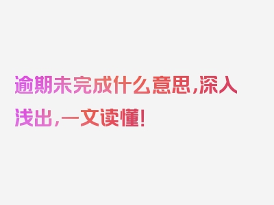 逾期未完成什么意思，深入浅出，一文读懂！