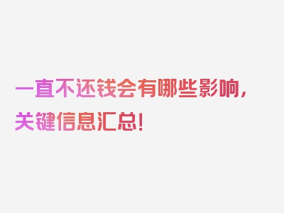 一直不还钱会有哪些影响，关键信息汇总！