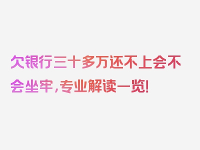 欠银行三十多万还不上会不会坐牢，专业解读一览！