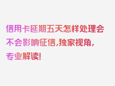 信用卡延期五天怎样处理会不会影响征信，独家视角，专业解读！