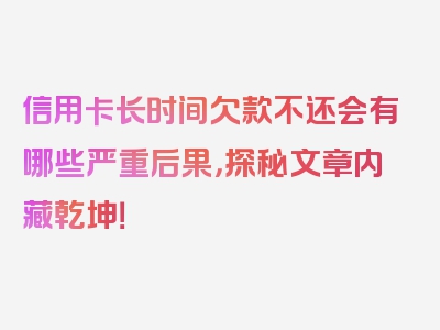 信用卡长时间欠款不还会有哪些严重后果，探秘文章内藏乾坤！
