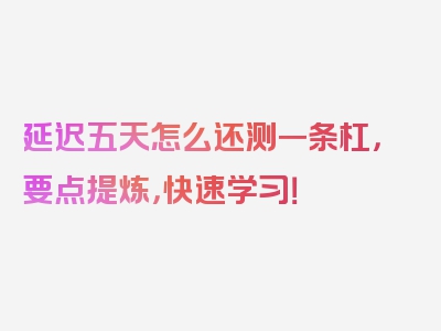 延迟五天怎么还测一条杠，要点提炼，快速学习！