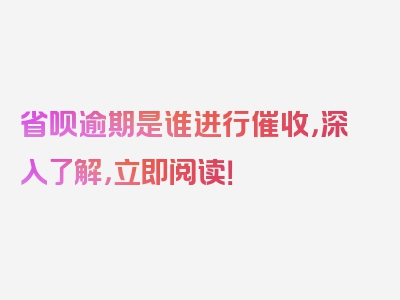 省呗逾期是谁进行催收，深入了解，立即阅读！
