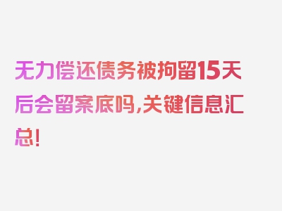 无力偿还债务被拘留15天后会留案底吗，关键信息汇总！