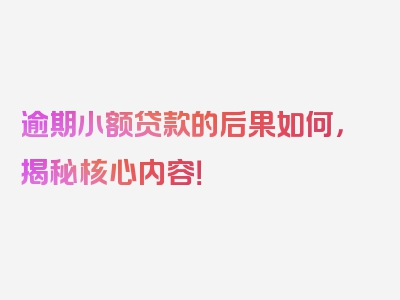 逾期小额贷款的后果如何，揭秘核心内容！