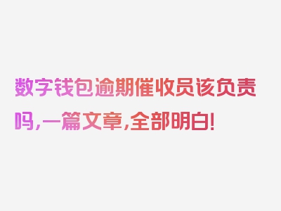 数字钱包逾期催收员该负责吗，一篇文章，全部明白！
